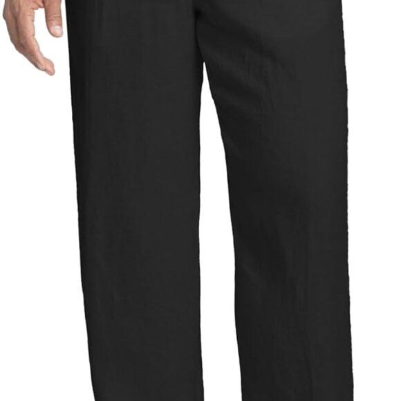 Versatile Black Linen Beach Pants for Men - Lightweight Drawstring Casual Wear